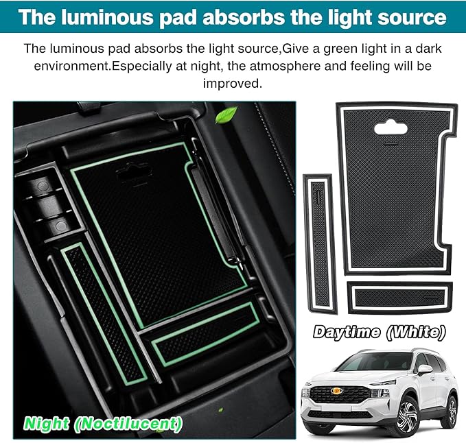 Autorder Center Console Organizer for 2021 2022 2023 Hyundai Santa Fe Accessories Armrest Storage Box Secondary Insert Tray with 2 Color Mats