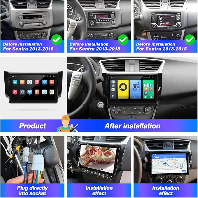 for Sentra Radio 2013-2018 Upgrade Compatible with Wireless Carplay Android Auto,Android Car Stereo Touchscreen Bluetooth Navigation GPS WiFi FM/AM Multimedia Player Backup Camera Head Unit