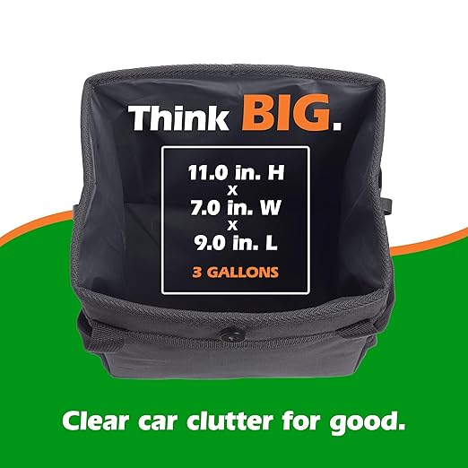 Drive - Car Trash Can - Collapsible, Leakproof Garbage Bin with 20 Trash Bags and Adjustable Strap - Car & Truck Accessories for Men and Women - Black, Large