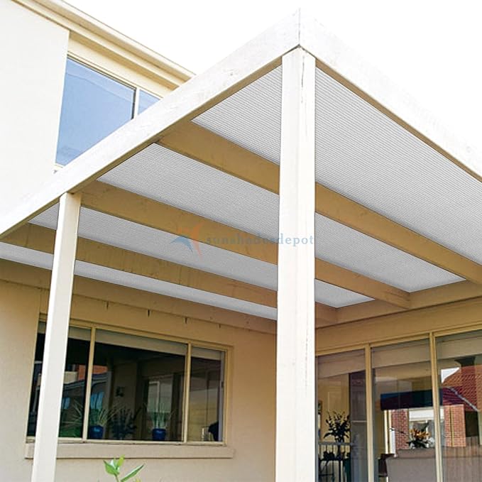 TANG Sun Shade Fabric Roll 8'x2' Shade Cloth for Garden Light Grey HDPE Mesh Shading Pergola Cover Replacement Canopy, 95% Blockage Sunshades for Outdoor Patio Backyard Plant