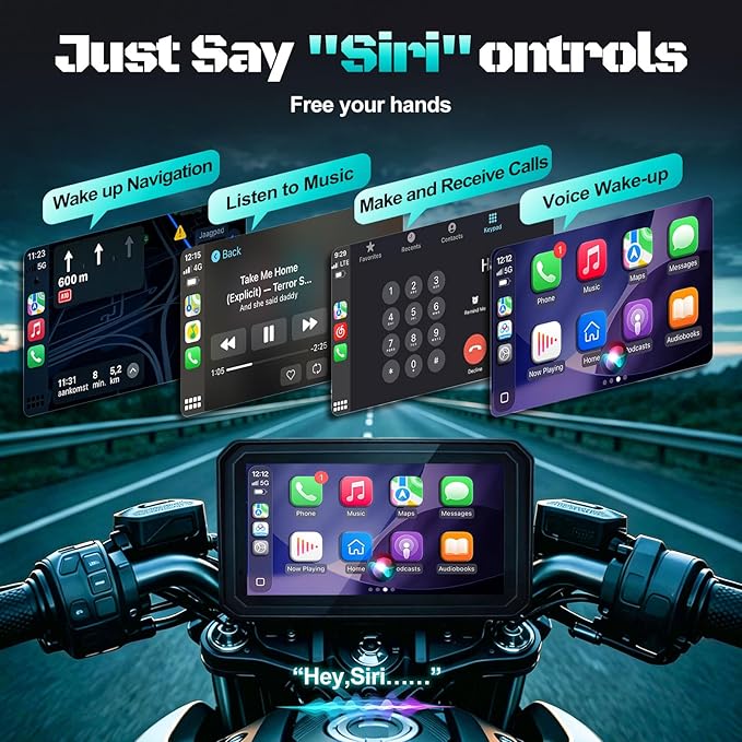 2026 LBW 6" Portable Motorcycle CarPlay GPS(Includes 128G SD), with Wireless Android Auto, Dual 2K Dash Cam/Recorder, Navigation, HD Waterproof Touchscreen, Quick-Release Magnetic Bracket, TPMS, BT