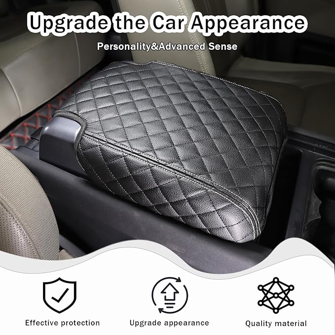 Center Console Armrest Cover Compatible with Land Rover Defender 90/110/130 2020-2023 Accessories, Comfortable Leather Armrest Box Pad Cushion Protector (A Style)