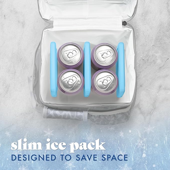 Cool Coolers By Fit & Fresh 4 Pack Slim Ice Packs, Quick Freeze Space Saving Reusable Ice Packs for Lunch Boxes or Coolers, Blue