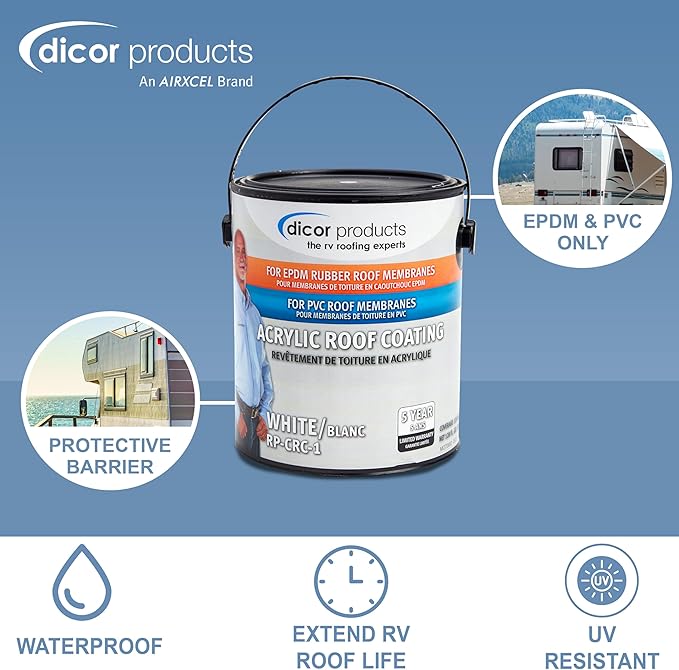Dicor RP-CRC-1 EPDM Rubber Roof Acrylic Coating Part 2 - White, 1 Gallon