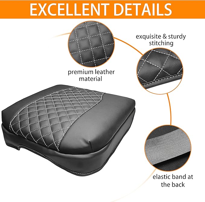 1.2in Thickness Center Console Cover for Chevy Silverado/GMC Sierra 1500 Accessories 2019-2025 2026, Tahoe & Suburban & Yukon 2021-2026 Armrest Cover Leather Cushion Protector Pad Bucket Seat (Gray)