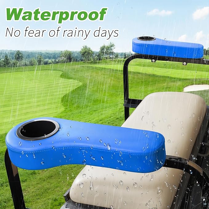 10L0L Golf Cart Rear Seat Kit Arm Rest Set with Cup Holder for Yamaha EZGO Club Car Golf Cart UV-Proof Coating Long Lasting, No Drilling Kits Include