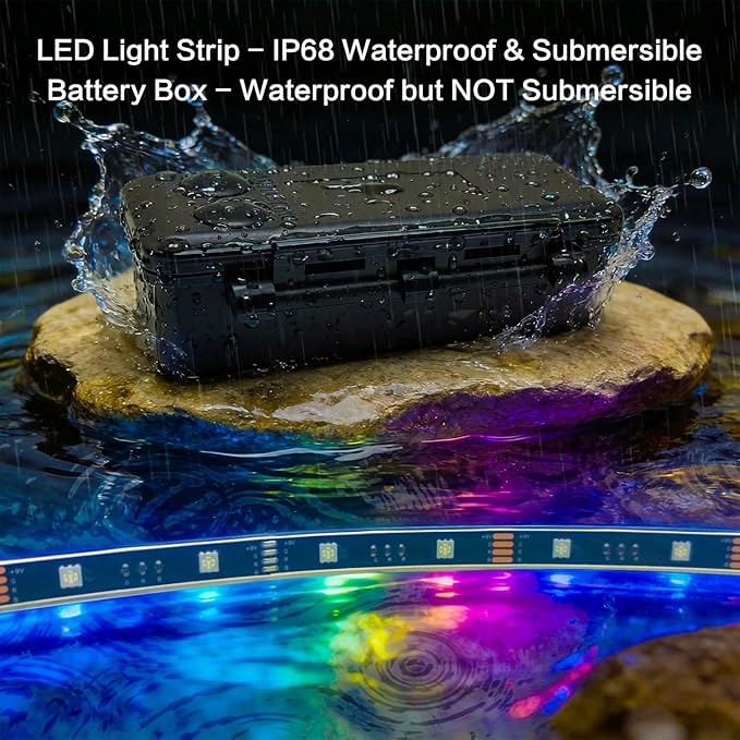 Battery Powered Golf Cart Canopy Lights, 2 Pack 6FT IP68 Fully Waterproof Golf Cart Roof Light Strip with Remote, Golf Carts Underglow RGB Led Strip Lights for EZGO Yamaha Marine Boat Kayak SUP UTV