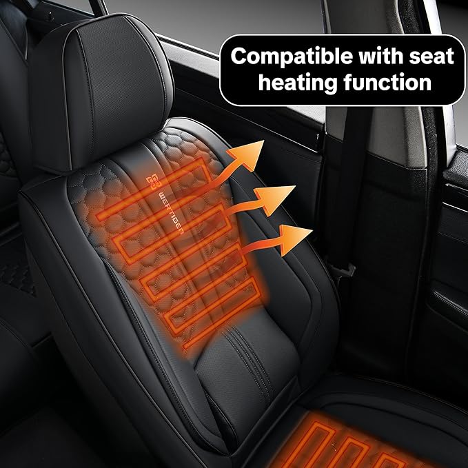 Black Car Seat Covers for Ford Bronco Sport 2021-2025 Car Seat Cover, PU Leather, 5 Piece Full Set, Anti-Slip, Waterproof, Beautify Interior, Beautify The Interior of Old Cars