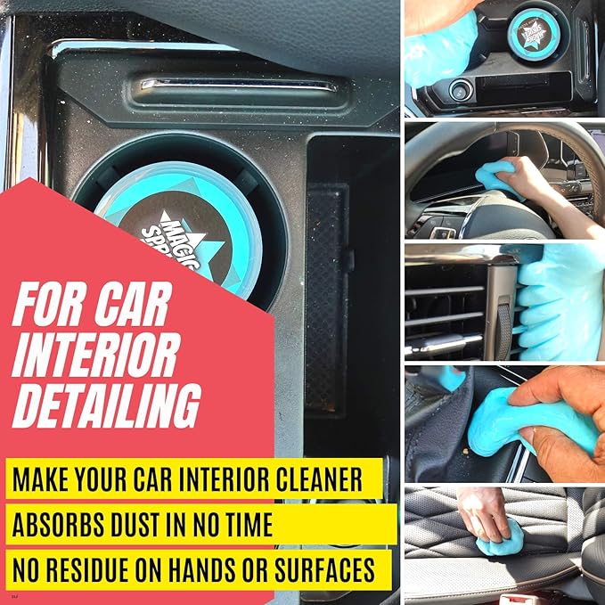 MAGIC SPRUCE Car Cleaning Gel,2 Pack Car Cleaning Putty with 4 Anti- Static Brushes, Vent Cleaner Duster Tools, Auto Dust, Pc Laptop, Keyboard, Car Interior Cleaning Kit Automotive Cleaning Supplies
