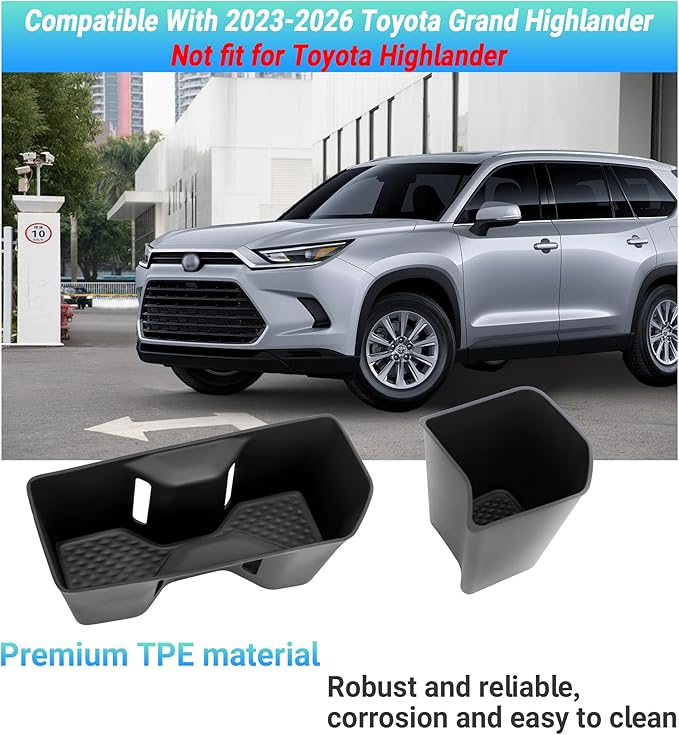 Center Console Cup Holder Compatible with 2024-2026 Toyota Grand Highlander Interior Accessories, Silicone Gear Shift Panel Storage Box and Double Cup Holder