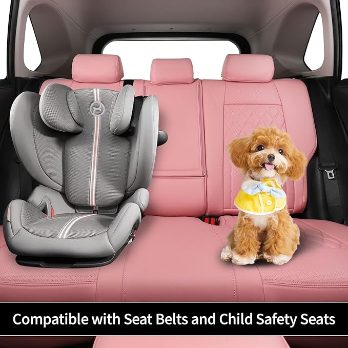 EKR Rav4 Seat Covers Custom Fit for Toyota Rav4 (Hybrid) Woodland/Limited 2026, Leather Car Seat Cover Full Set for SUV,Faux Leather(Pink)