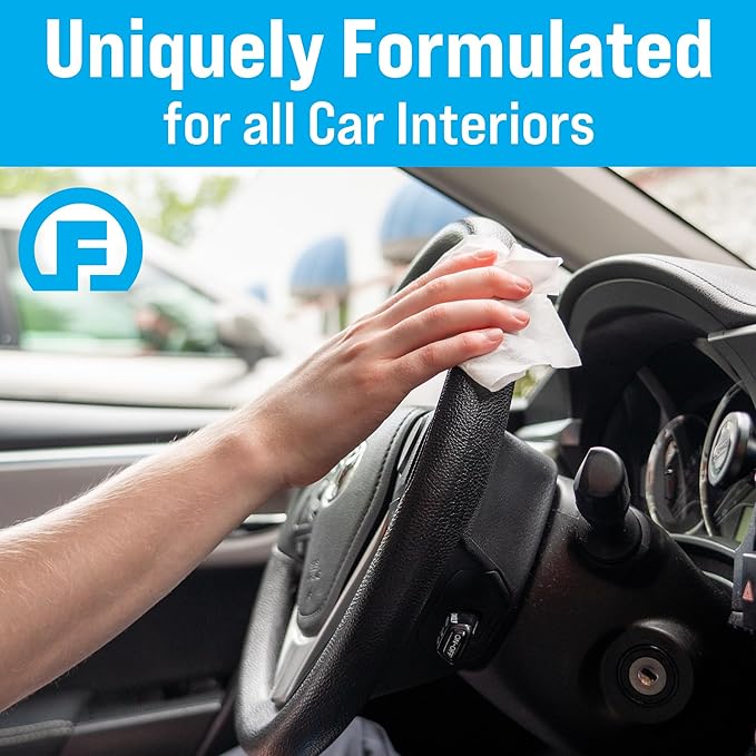 Fortress Car Interior Wipes (25 ct, Pack of 5) for Car Interior Cleaning, Dashboard, Seats, Detailing, and Steering Wheel [Travel Size] Skin-Safe Car Interior Cleaner Supplies
