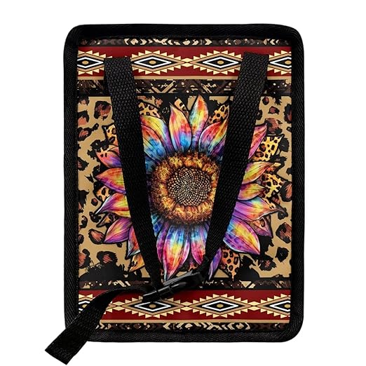 Aztec Sunflower Car Trash Can Auto Garbage Bag with Lid Leak-Proof Car Storage Bag Garbage Bag Hanging for Headrest Portable Vehicle Backseat Organizer
