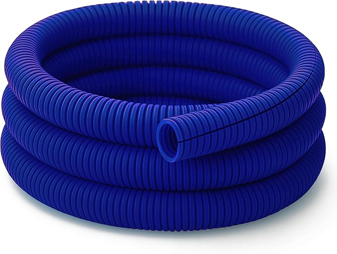 Electriduct Split Wire Loom Tubing Polyethylene Corrugated Flexible Conduit - 2" Nominal Size - 50 Feet - Blue