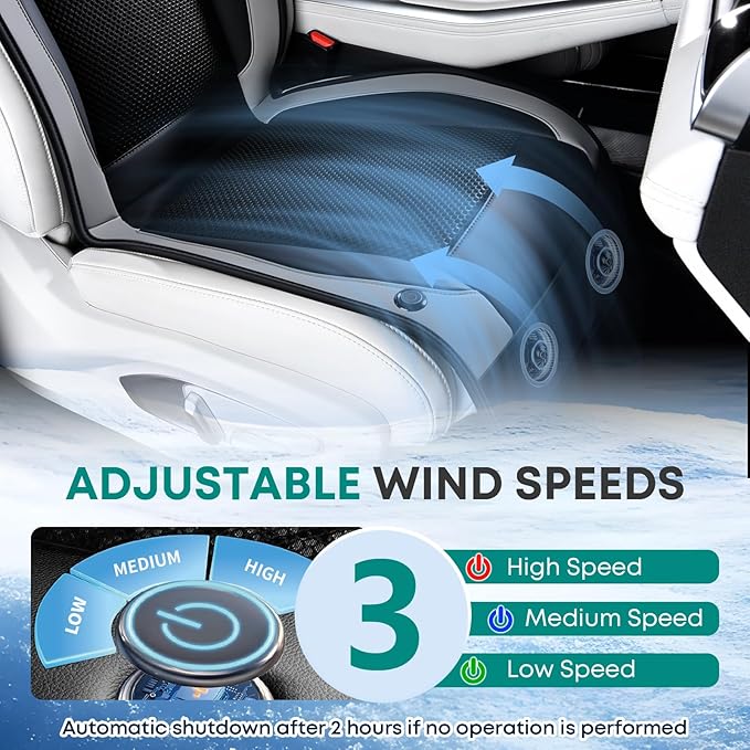 FLORICH Cooling Car Seat Cover, 12V/24V Car Seat Cooling Pad, Ventilated Seat Cushion with 2 Powerful Turbo Fans, 3-Speed Adjustable Cooling Car Seat Covers for Summer Driving Universal Fit for Car