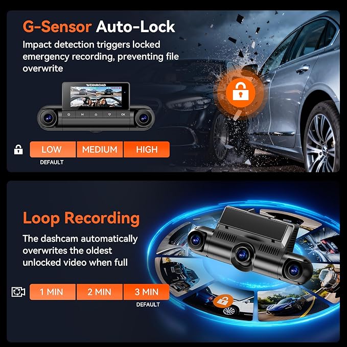 4K+3x1080P 4 Channel Dash Cam, 360° All-Around View Dash Camera for Cars, Free 128GB Card Included, Built-in GPS, 2.4GHz Wi-Fi & App, 8 IR Night Vision, G-Sensor, 24H Parking Mode(Supports 256GB Max)