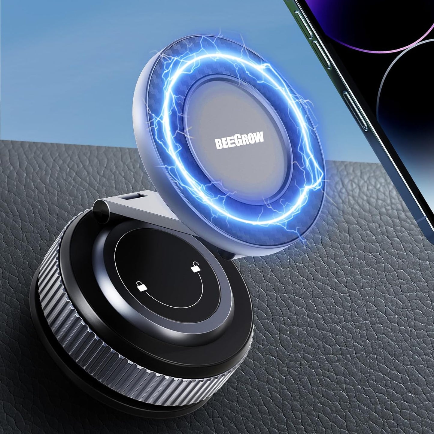 Car Phone Holder for Magsafe [96LBS Ultra Vacuum Suction+2800gf Ultra Magnetic] Car Phone Mount 360° Adjustable, Phone Holders for Your Car for iPhone 16 Pro Max 15 14 13 12 Plus (Carbon Fiber)