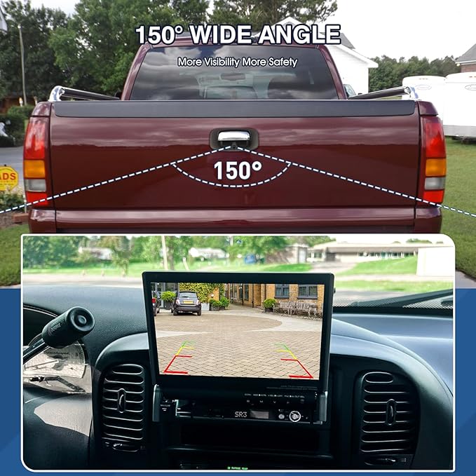Tailgate Handle Backup Camera Fit for Chevy Silverado GMC Sierra 1500 2500 3500 HD 1999-2007 Classic Tailgate Reversing Rear View Park Assist Camera RCA Plug Replaces 15228539