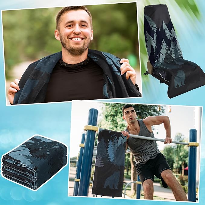 Hahafelt Car Seat Towel Covers Christmas Car Accessories Gifts Athletic Running Towel Performance Microfiber Post Workout Sweat Washable Cover Non Slip for Seat Outdoor Sport(Bear Ridge)