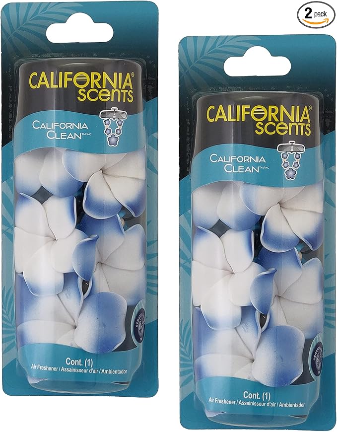 California Scents Scented Necklace, The Perfect Lei for Your Car - Hanging Flower Air Freshener (2 Packs, California Clean)