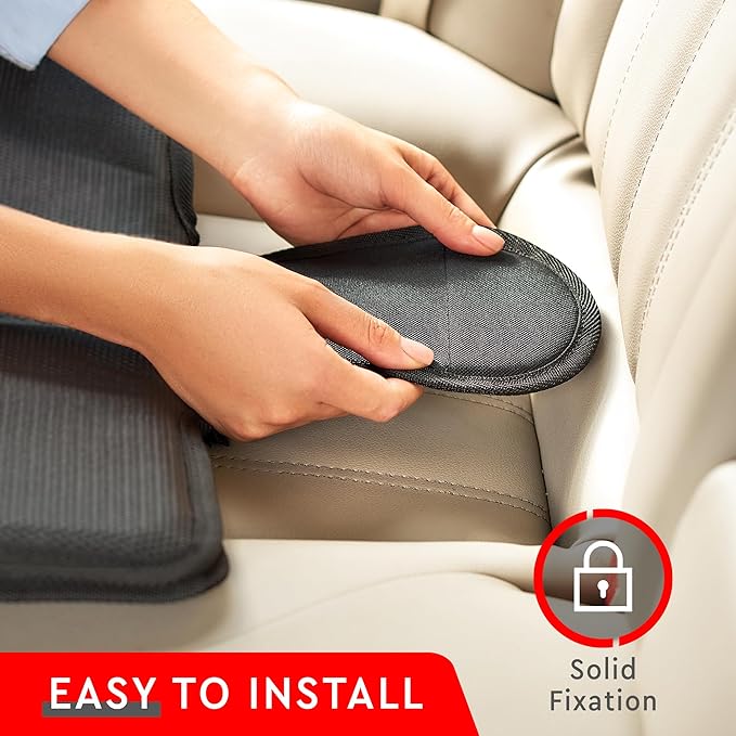 Helteko Car Seat Protector - 2 Pack Seat Mat for Under Child Booster Carseat, Seat Cover Protector from Waterproof & Stain Resistant Thickest Padding Material for Leather and Fabric Seats, Gray
