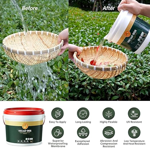 Clear Waterproof Sealant 1 Gallon, Transparent Waterproof Coating Adhesive Sealer, Water-Based Acrylic Waterproofing Paint for Roofs, Walls, Concrete, Indoor & Outdoor Invisible Leak Repair Agent 4KG