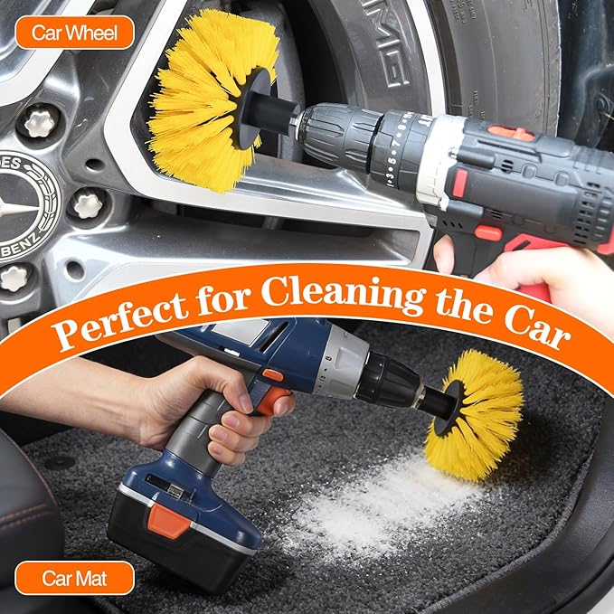 Drill Brush, Carpet Cleaning Brushes, for Floor, Grout, Car Mats, Tile, Bathroom, Carpet