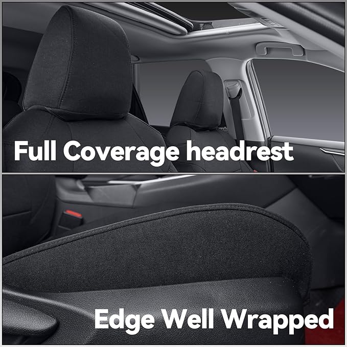 coverdream 2026 Rav4 Seat Covers Custom Fit for 2026 Toyota Rav4 Hybrid (Woodland/Limited) SUV,Full Set Polyester Car Seat Protector Black