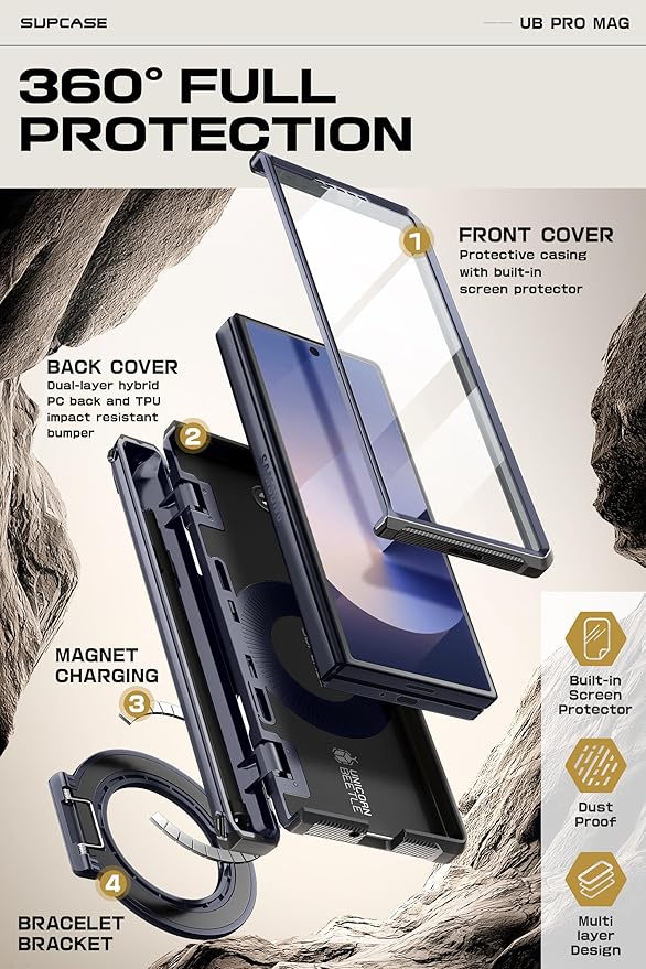 SUPCASE for Z Fold 6 Case with S Pen Holder [UB Pro Mag] [Compatible with MagSafe] [Military Grade Protection] [Built-in Screen Protector & Magnetic Ring Holder] Rugged Shockproof Phone Case, Mountain