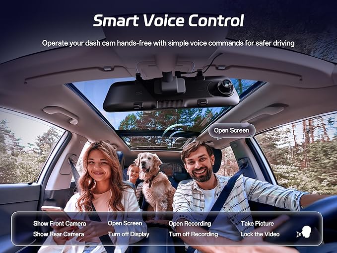 Pelsee S12 Pro Mirror Dash Cam with STARVIS 2 Sensor, Rear View Mirror Camera 5.8GHz WiFi, 4K Front and 1080P Rear Backup Camera for Car, ADAS &BSD, Voice Control, Color Night Vision, 64G Meomory Card