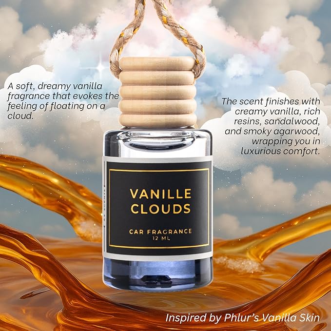 Vanille Clouds - 12ml Car Hanging Diffuser - Pure Indulgence, Wrapping you in the Softest, Most Luxurious Vanilla Scent - Lasts up to 60 days - Luxury Car Perfume | A+ Scents