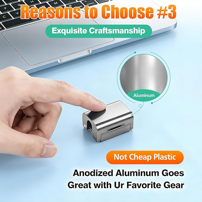 AGVEE 8 Pack Magnetic Cord Organizer Clips, 10mm Ultra-Thin Aluminum Cable Management Holder, 2 Pairs of Strong Magnets Keeper for Home Desk Office Gadgets Accessories, Residue-Free Tape, Silver