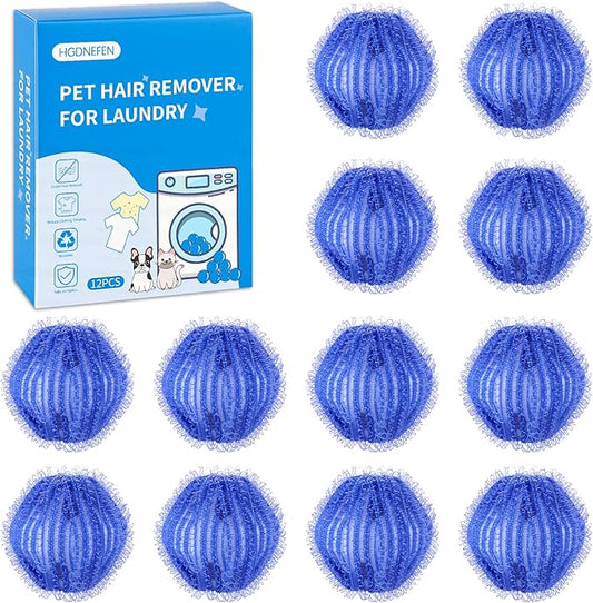 Pet Hair Remover for Laundry(12 PCS) - Washing Machine Hair Collector & Pet Hair Removal Tool, Cat Dog Hair Collector for Washer, Reusable Lint Trap for Front Load & Top Load Washers (Blue) (12)
