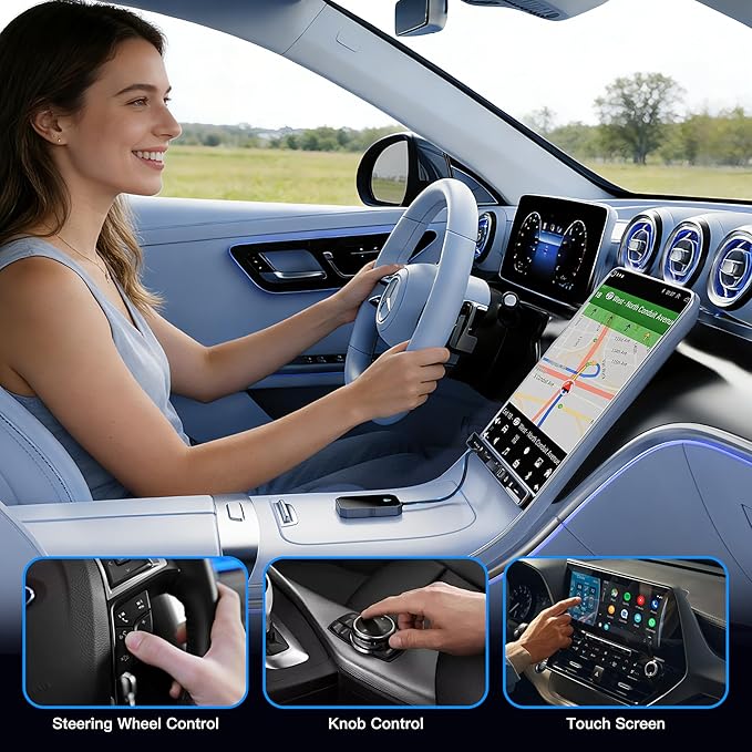 Wireless Android Auto Adapter for Android Phone – Wired to Wireless, Plug & Play Google Assistant/HD Nav, 2016+ Native Android Auto & Android 11+