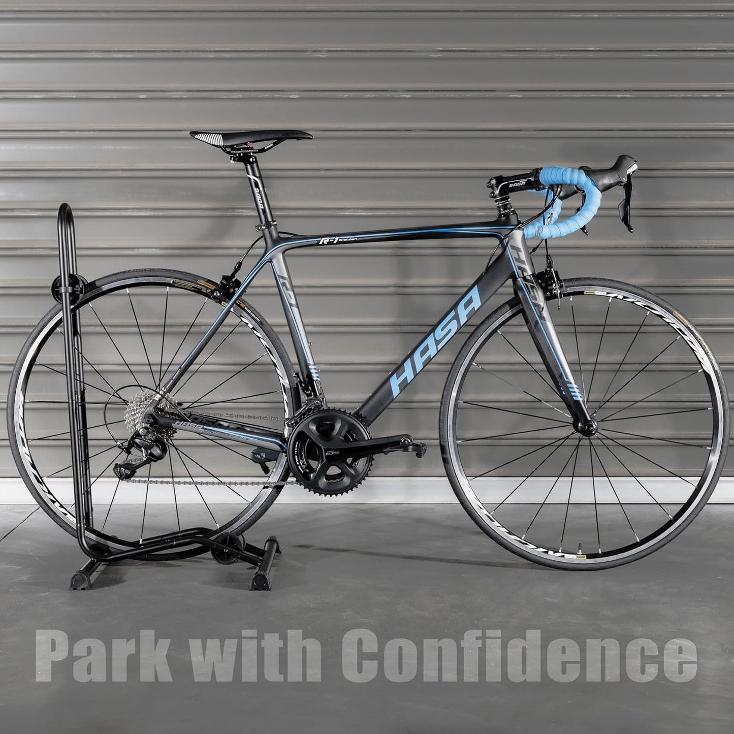 CyclingDeal Bike Floor Stand Parking Rack - for 20"-29" Mountain MTB & Road Bikes with Tire Width up to 2.4" or 5" Fat Bike - Bicycle Indoor Outdoor Garage Storage - Max Tire Width 2.4” for 1 Bike