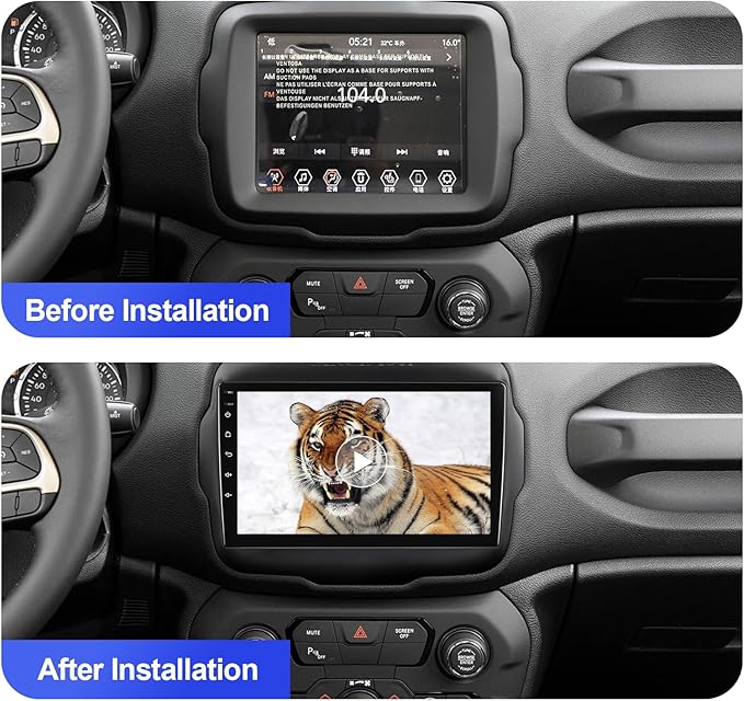 2+32G Android 13 Double Din Car Stereo for Jeep Renegade 2015-2020 with 9 Inch Touchscreen Radio Built-in Wireless Carplay/Android Auto/GPS/Bluetooth/FM/AUX-in/Steering Wheel Controls/Backup Camera