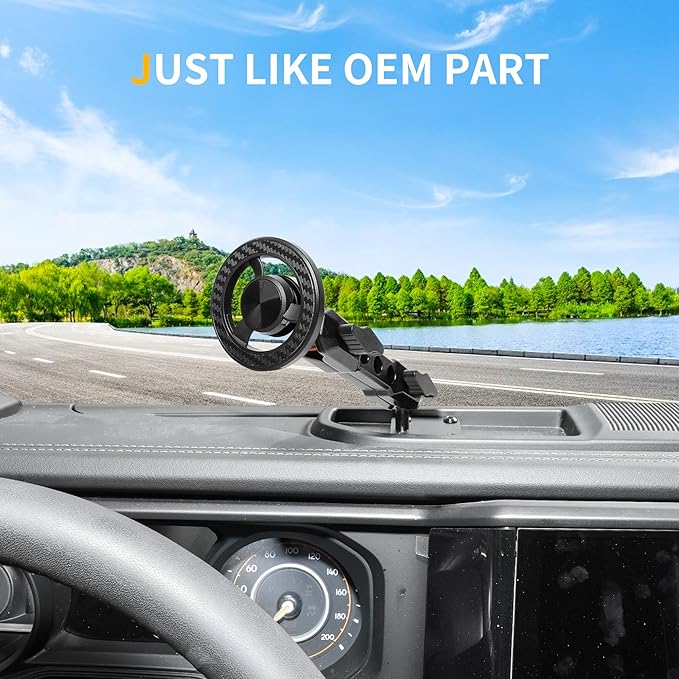 Magnetic Phone Mount Holder for 2024-2026 Jeep Wrangler JL 4XE Gladiator JT, for Magsafe iPhone 12-17 Series Accessories, 360° Adjustable, One-Hand, Off-Road Stable, No Darill Easy to Install