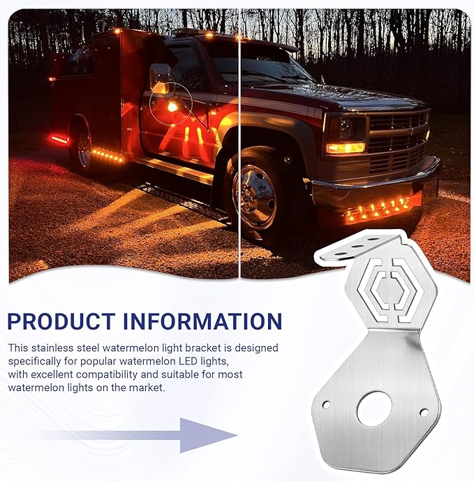 2Pcs Watermelon Light Brackets for Car Truck Underglow Side Tail Roof Auxiliary Lights,Stainless Steel Angled Mirror Turn Signal Mount Compatible with Partsam Watermelon LED Lights