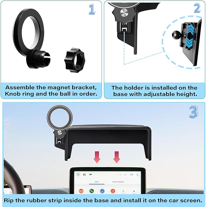 Car Phone Holder for Ford Mustang Mach-E 2021-2026 Accessories Apply to 15.5 Inch Touch Screen Fixed Clip Magnetic Cell Phone Mount Hands-Free 360 Degree Rotation