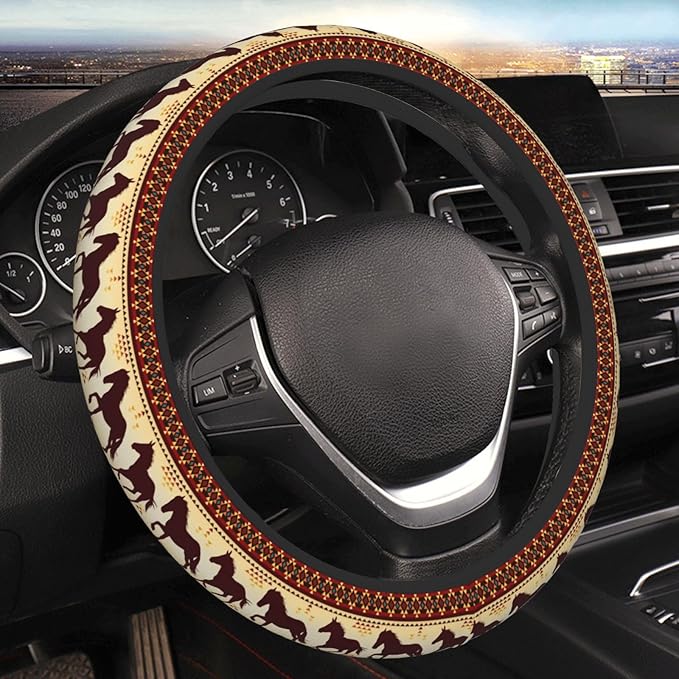 Horses Steering Wheel Cover Women 15 inch Anti-Slip Sweat Absorption Steering Wheel Covers Cute Car Accessories Decor Car SUV Sedan Vans Truck Protector