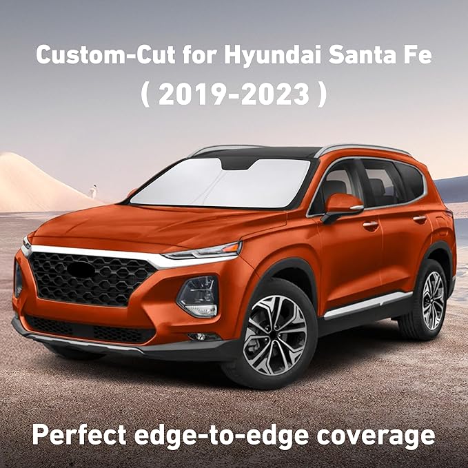 EcoNour Windshield Sunshade Compatible for Hyundai Santafe 2019-2021 2022 2023, Sun Visor for Front Windshield & Window Sun Shade Cover, UV Heat Blocker & Protector, Car Accessories