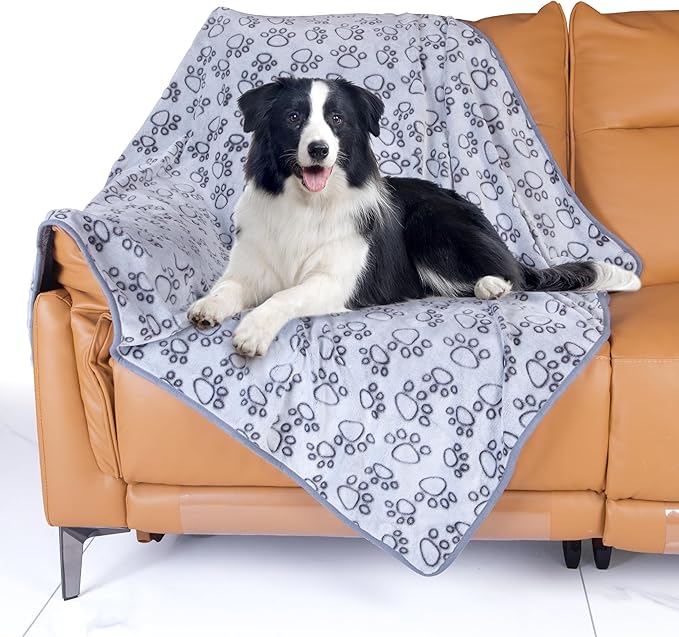 Stuffed Premium Soft Dog Blankets for Large Dogs, Large Cat Blanket Washable for Human Bed Couch Protection Cover, Dog Essentials for Dog, 66 * 82 inches, Grey