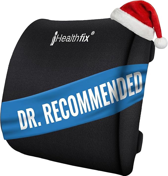Healthfix® Ergonomic Lumbar Support Pillow – Expertly Designed in Germany – Improves Posture & Relieves Back Pain – Memory Foam Back Cushion for Office Chair & Couch - Soft (99–150 lbs)