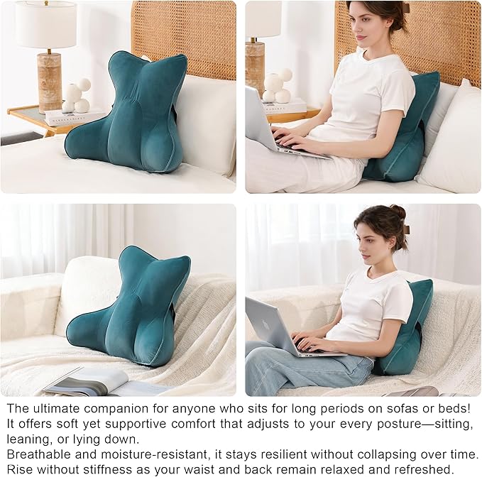 Lumbar Support Pillow (Pat. Pend) for Car Seat, Office Chair, Couch & Recliner, Ergonomic Back Support for Chair, Lower Back Pain Relief, with Adjustable Strap to Stay in Place, Slate Blue