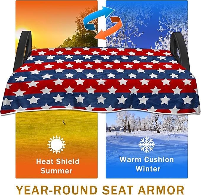 YOKYHOM American Flag Golf Cart Seat Covers for 2/4-Seater, Patriotic USA Seat Towel Blanket Keeps Seats Cool & Clean for Summer, Microfiber Fits EZGO, Club Car, Yamaha, 51"x31"