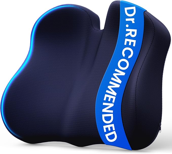 A-Pce Ergonomic Seat Cushion -Large Memory Foam Cushion for Office Chair- Sciatica & Lower Back & Coccyx Pain Relief - Car Seat Cushions for Driving Seat Cushion, Deep Blue