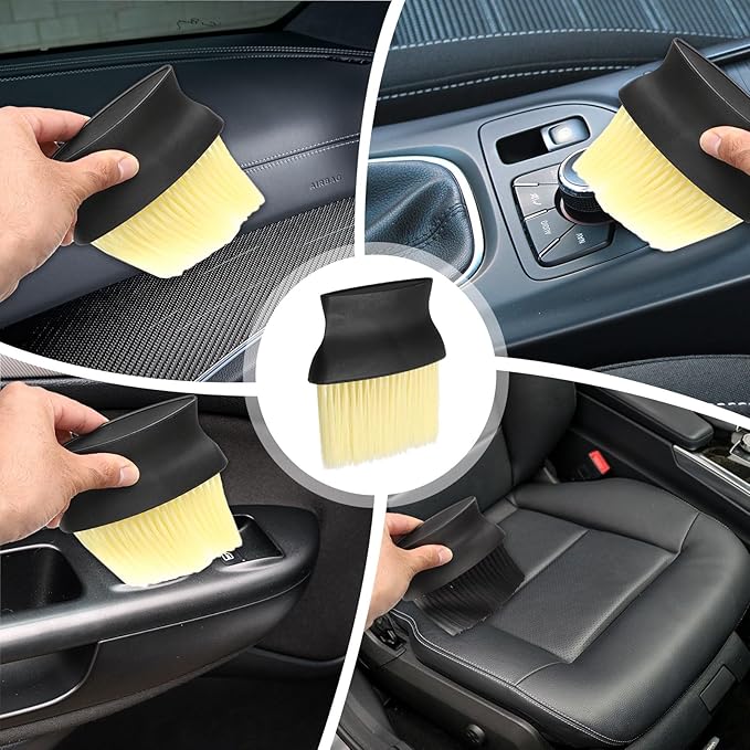 HARFINGTON Auto Interior Dust Brush Car Cleaning Brush Duster Soft Bristles Car Detailing Brushes for Auto Dashboard Air Conditioner Vents Leather, Yellow