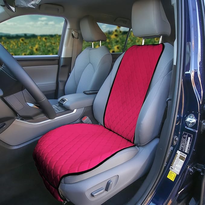 FH Group Car Seat Cushion – Neosupreme Single Front Seat Cover with Front Pockets, Airbag Compatible, Universal Fit Car Seat Cushion for Driver or Passenger Seat, SUV, Truck, Sedan & Van – Pink