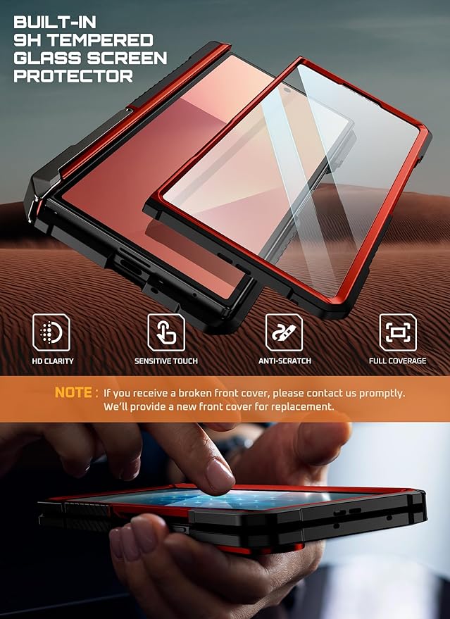 SUPCASE for Samsung Galaxy Z Fold 7 Case with Kickstand (UB Grip), [Compatible with MagSafe] [Built-in Tempered Glass Screen Protector] [Hinge Coverage] Military-Grade Protection Phone Case (Ruddy)