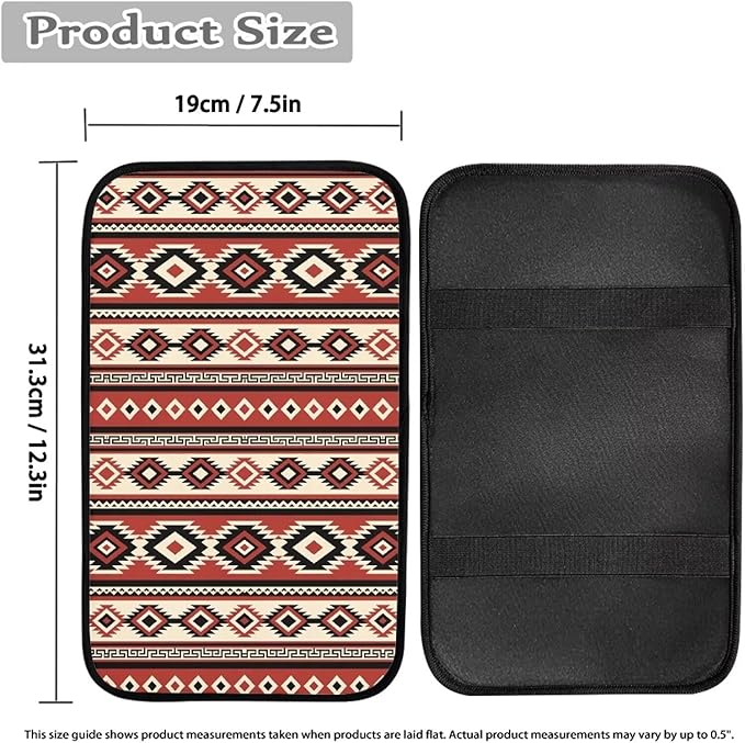 Aztec Auto Center Console Cover, Car Armrest Box Pad, Soft Auto Armrest Seat Box Cover Protector for Most Vehicle SUV Truck Cars